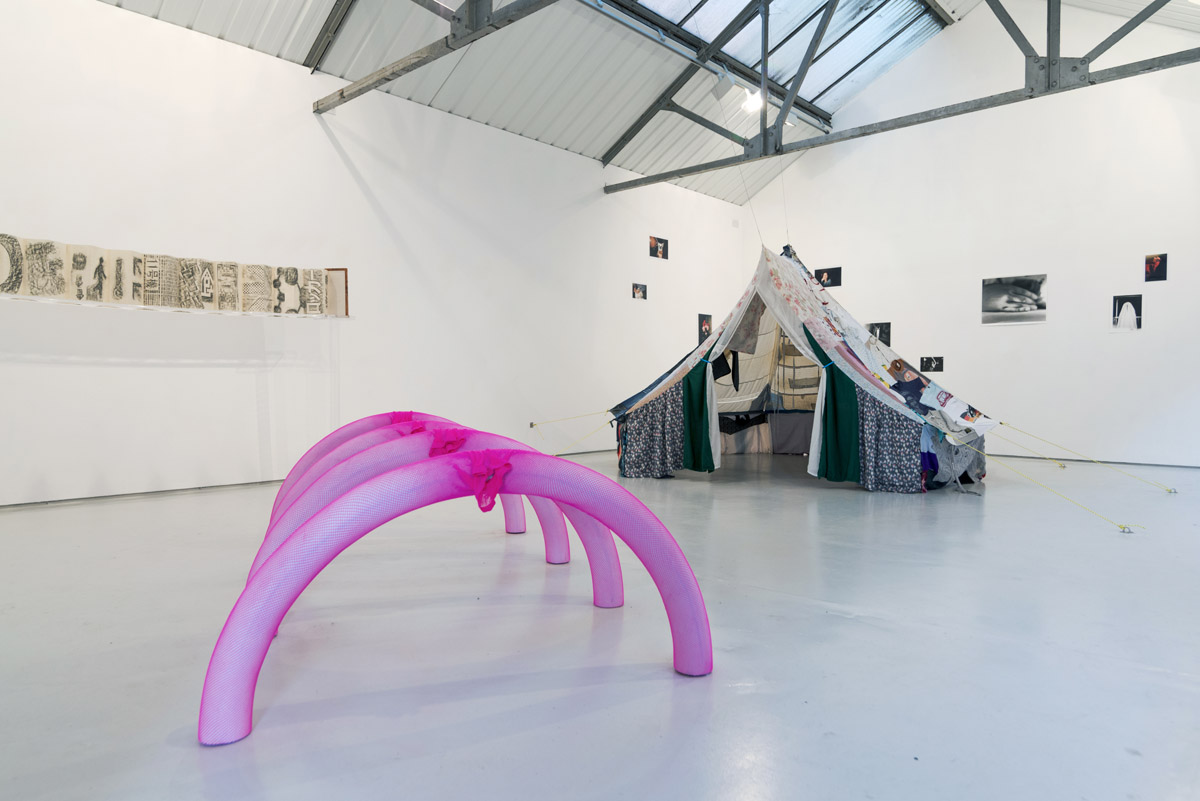 Installation view at Bloc Projects. Left to right: Louise Rouse; Risa Tsunegi; Yurie Nagashima